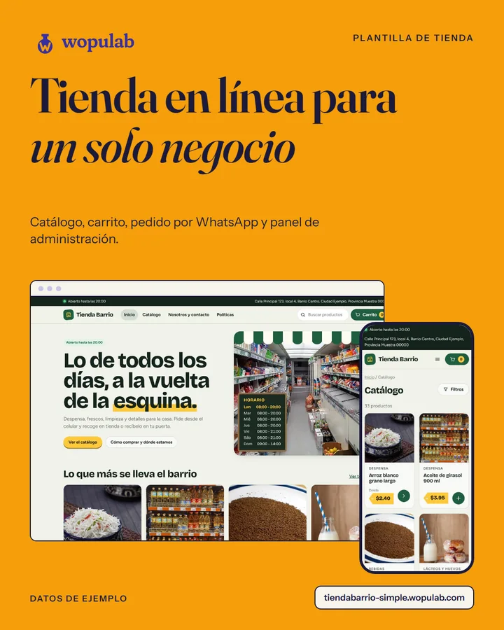 Portada de Tienda Barrio · Plantilla de tienda